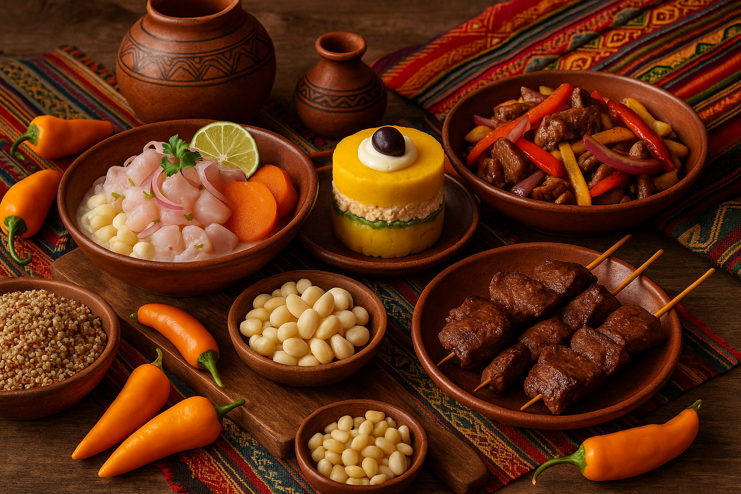 una imagen con lo mejor de la gastronomía peruana